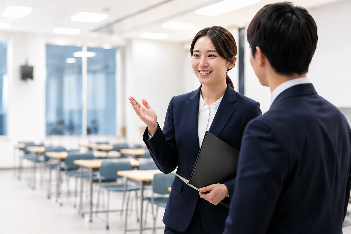 株式会社オールの学校訪問採用支援サービス - 大学・専門学校でのキャリアカウンセラーとの面談風景